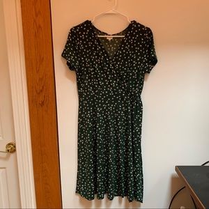 NWOT Green floral wrap jersey dress